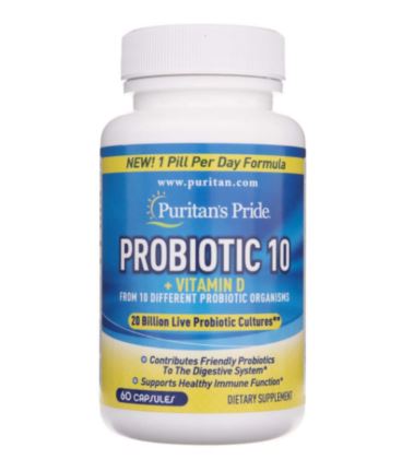 Puritans Pride Probiotic-10 + Vitamin D 60 kaps