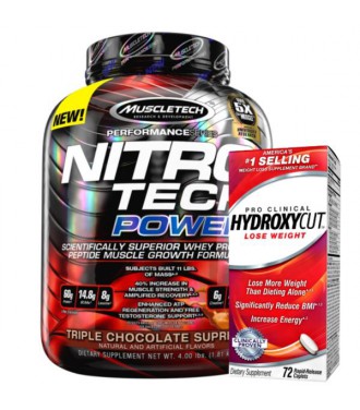 Muscletech Nitro-Tech Power 1,81kg - + Muscletech Hydroxycut Max Pro Clinical 60caps FREE