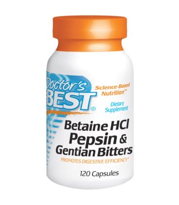 Doctor's Best Betaine Hcl Pepsin & Gentian Bitters  - 120kaps
