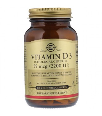 Solgar Natural Vitamin D3 55 mcg (2,200 IU) 100 vcaps