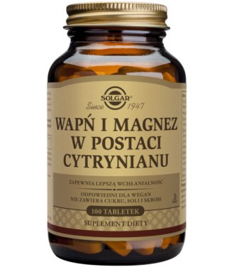 Solgar Wapń i Magnez w postaci cytrynianu 100 tabletek