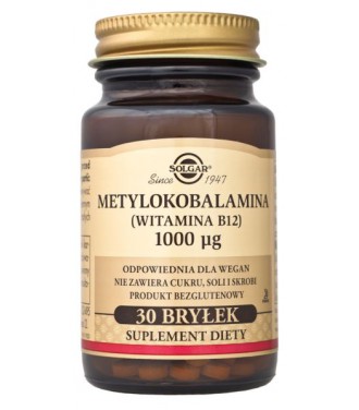 Solgar Metylokobalamina Witamina B12 1000ug 30 Bryłek
