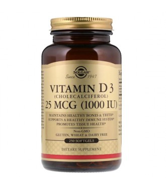 Solgar Vitamin D3 (Cholecalciferol) 1000 IU 250 softgels