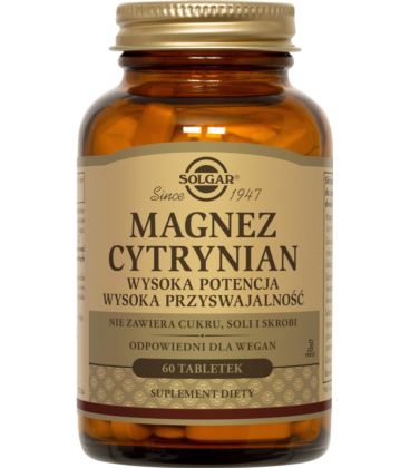 Solgar Cytrynian Magnezu 200mg 60 tabletek